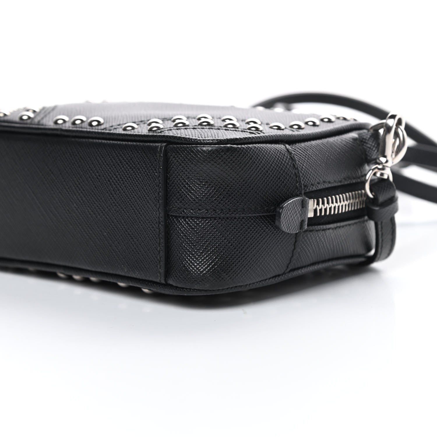 Prada Saffiano Studded Mini Camera Crossbody Black 10 of 10