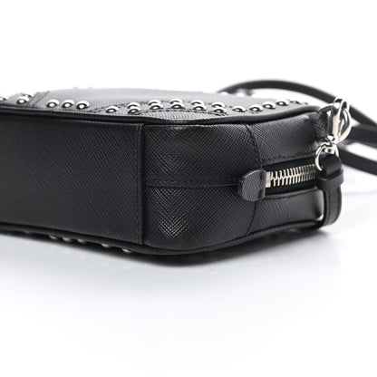 Prada Saffiano Studded Mini Camera Crossbody Black 10 of 10