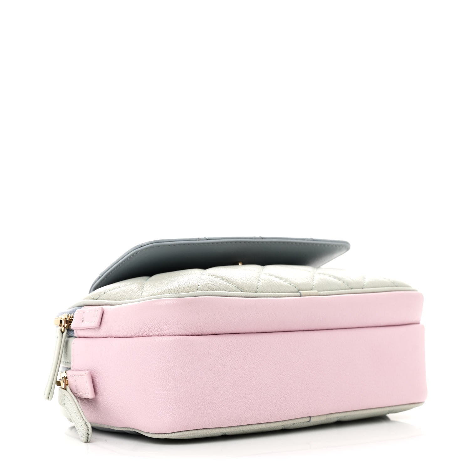 Chanel Goatskin Quilted Waist Bag Green Blue Pink 4 of 10