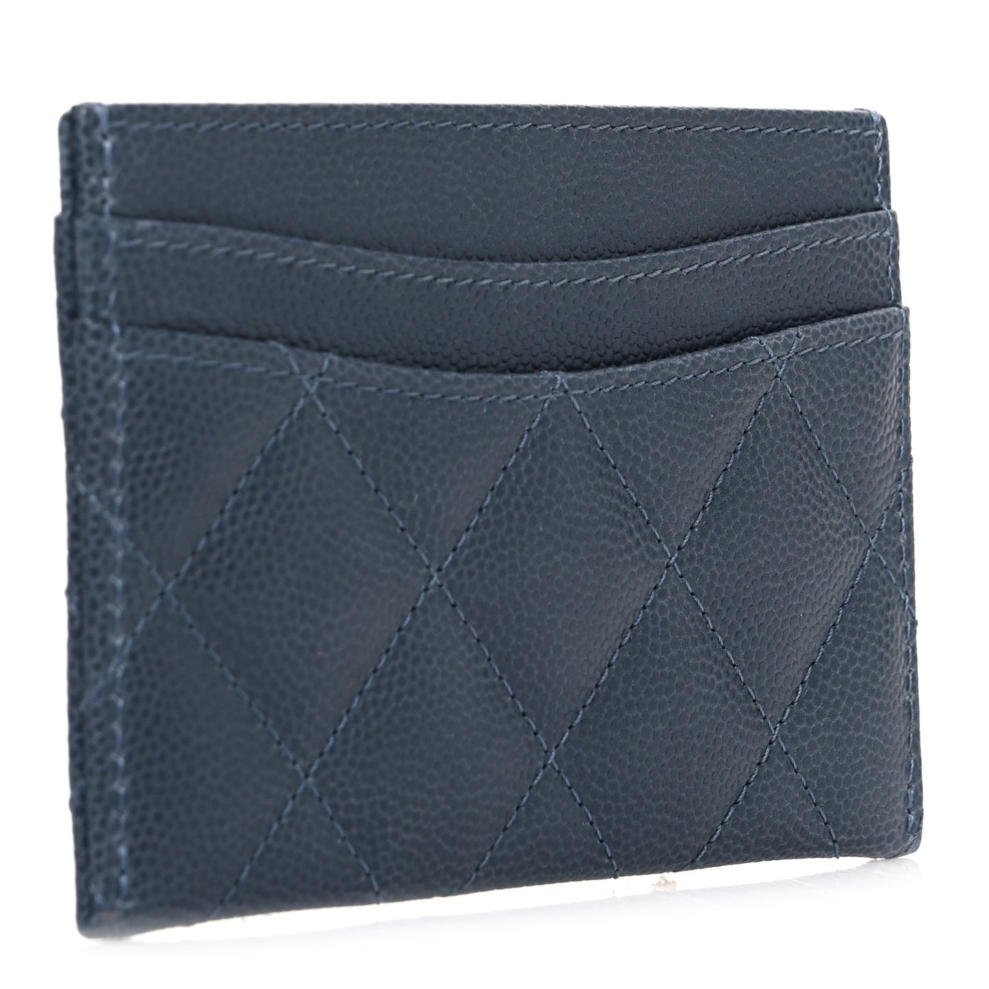 Caviar Quilted Card Holder Grey