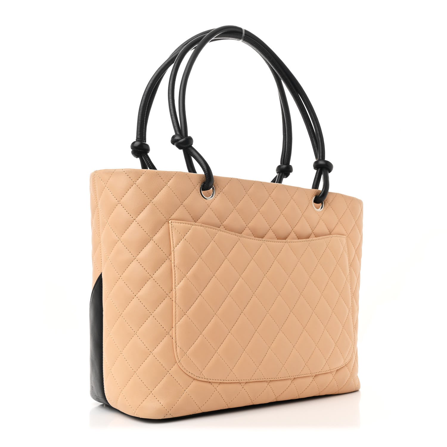 Chanel Calfskin Quilted Large Cambon Tote Beige Black 3 of 10