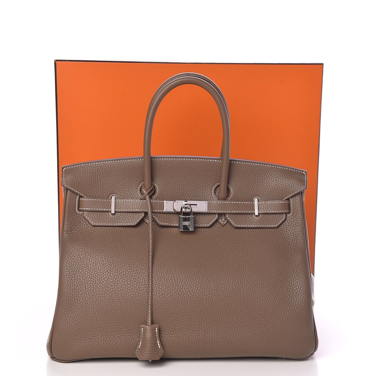 Hermes Taurillon Clemence Birkin 35 Etoupe 30 of 30