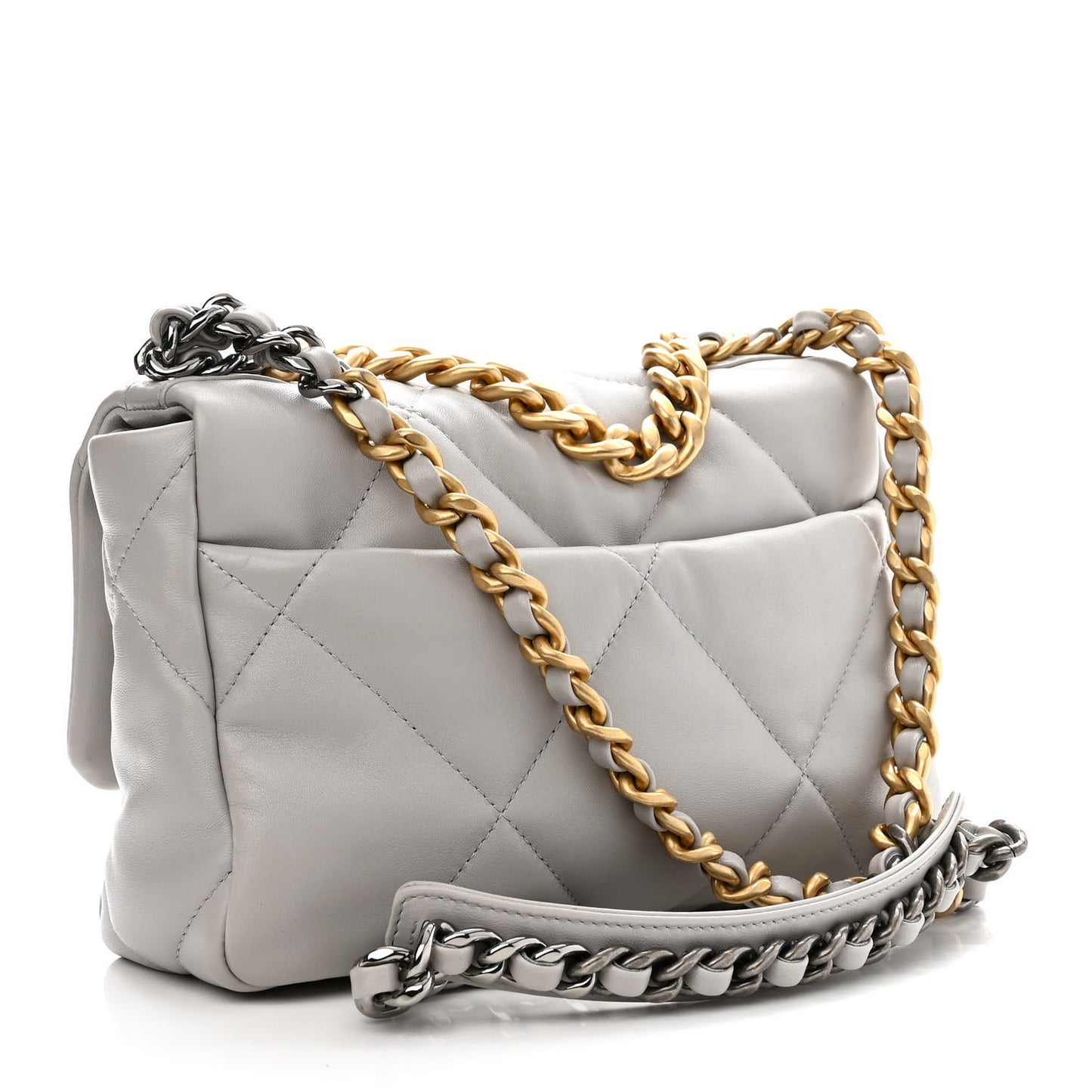 Lambskin Quilted Medium Chanel 19 Flap Grey