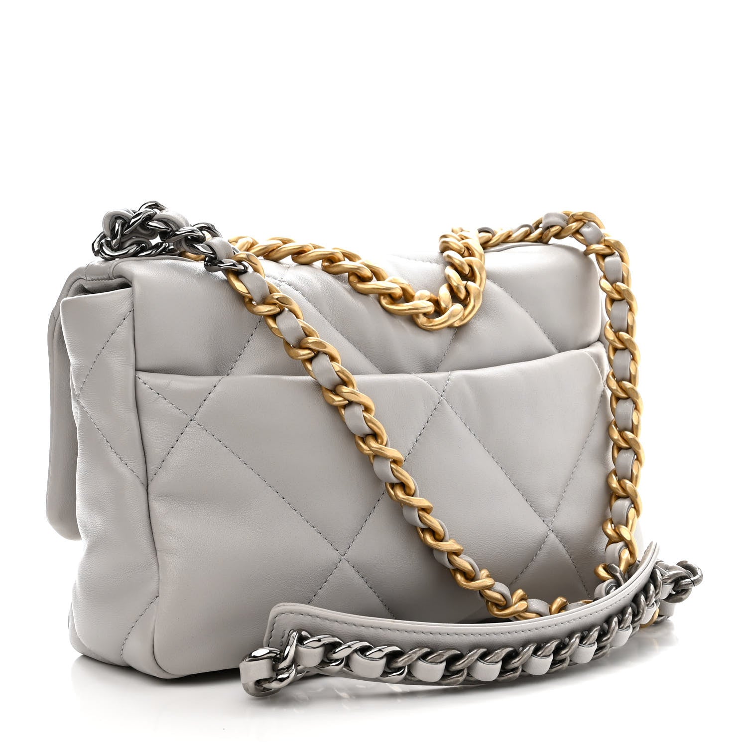 Chanel Lambskin Quilted Medium Chanel 19 Flap Grey 3 of 10