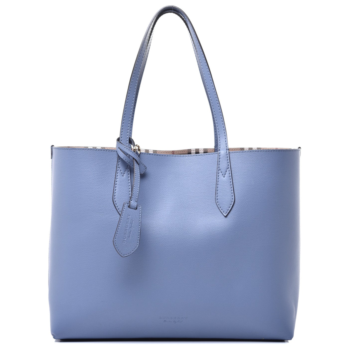 Calfskin Haymarket Check Medium Reversible Tote Blue