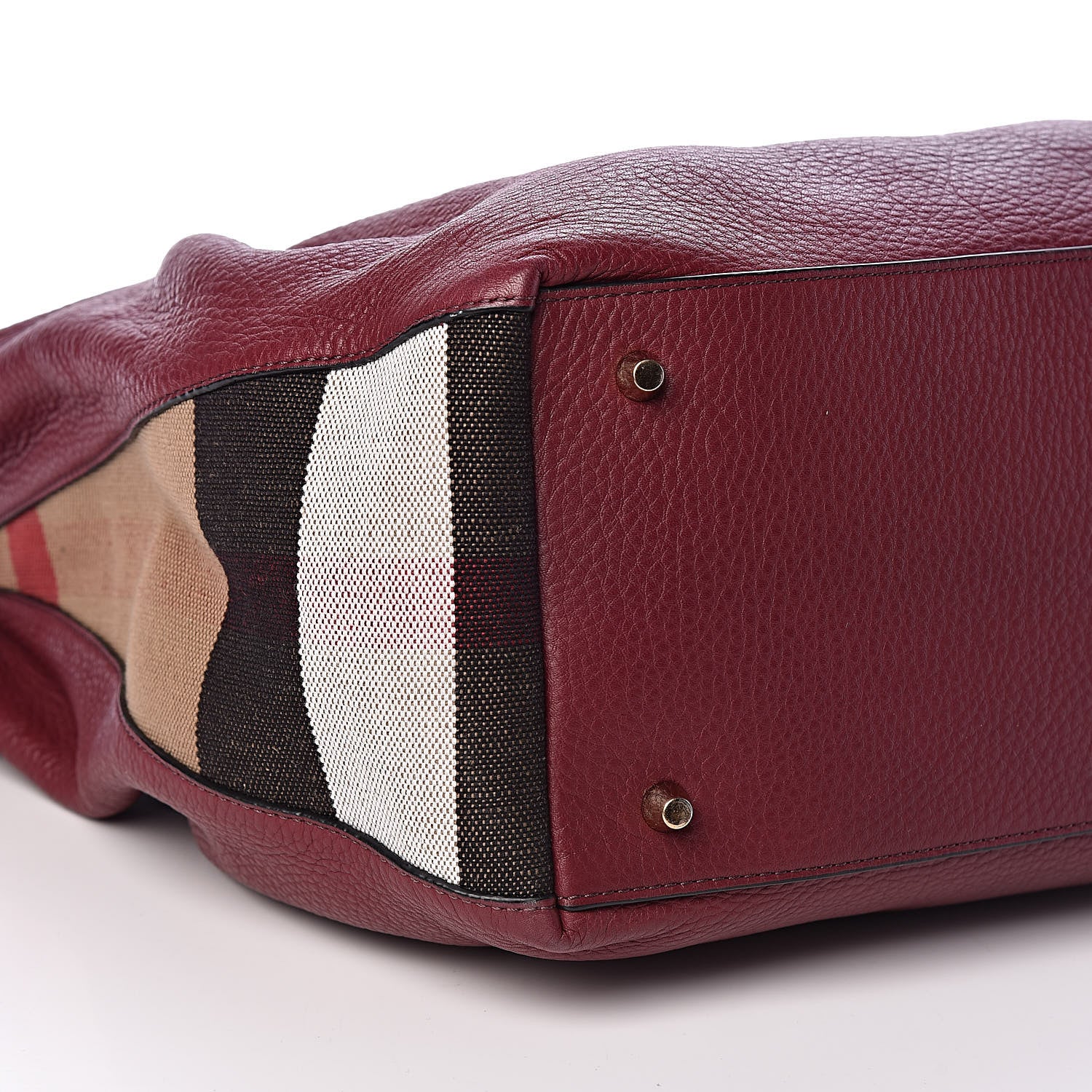 Burberry Grainy Calfskin House Check Medium Maidstone Burgundy Red 9 of 10