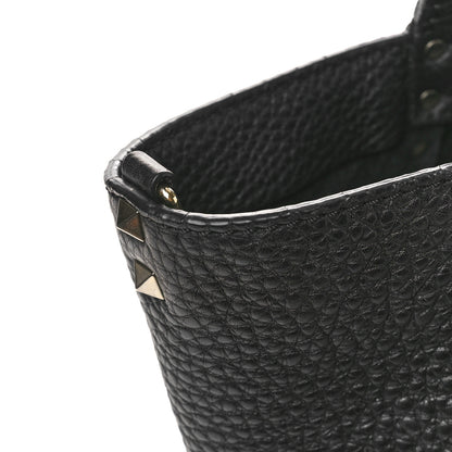 Valentino Garavani Pebbled Calfskin Medium Rockstud Tote Black 12 of 15