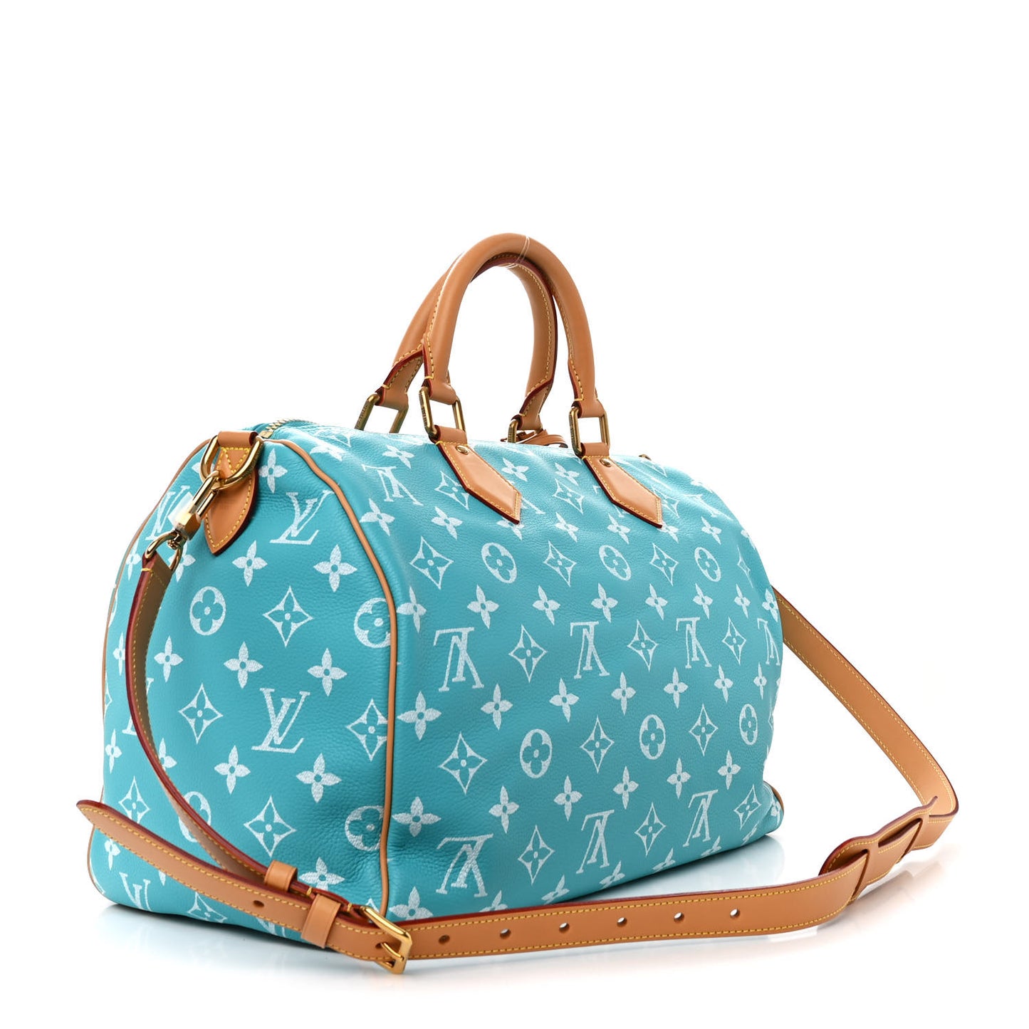 Calfskin Monogram Speedy P9 Bandouliere 40 Turquoise