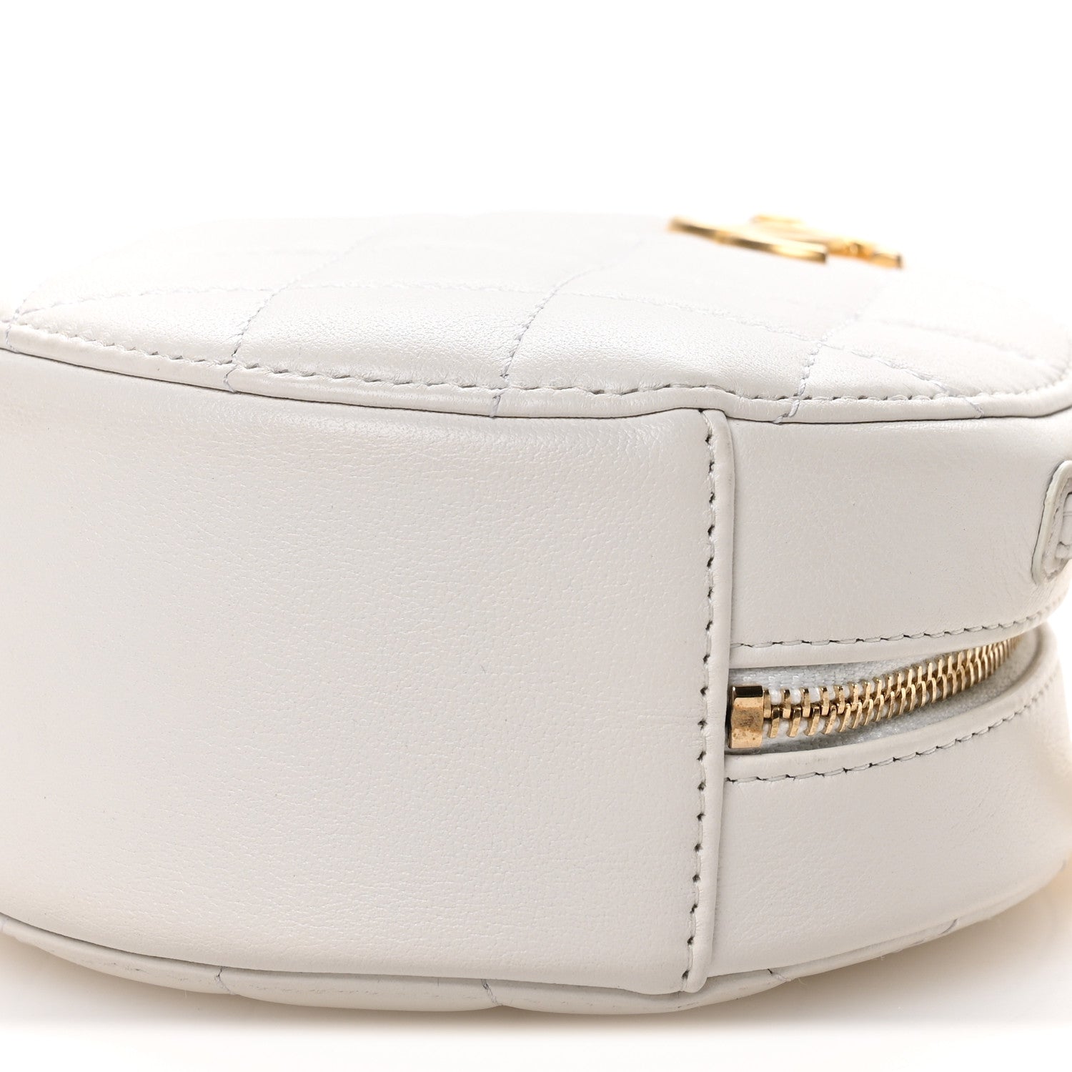 Chanel Calfskin Quilted Pearl Round Clutch With Chain White 10 of 10