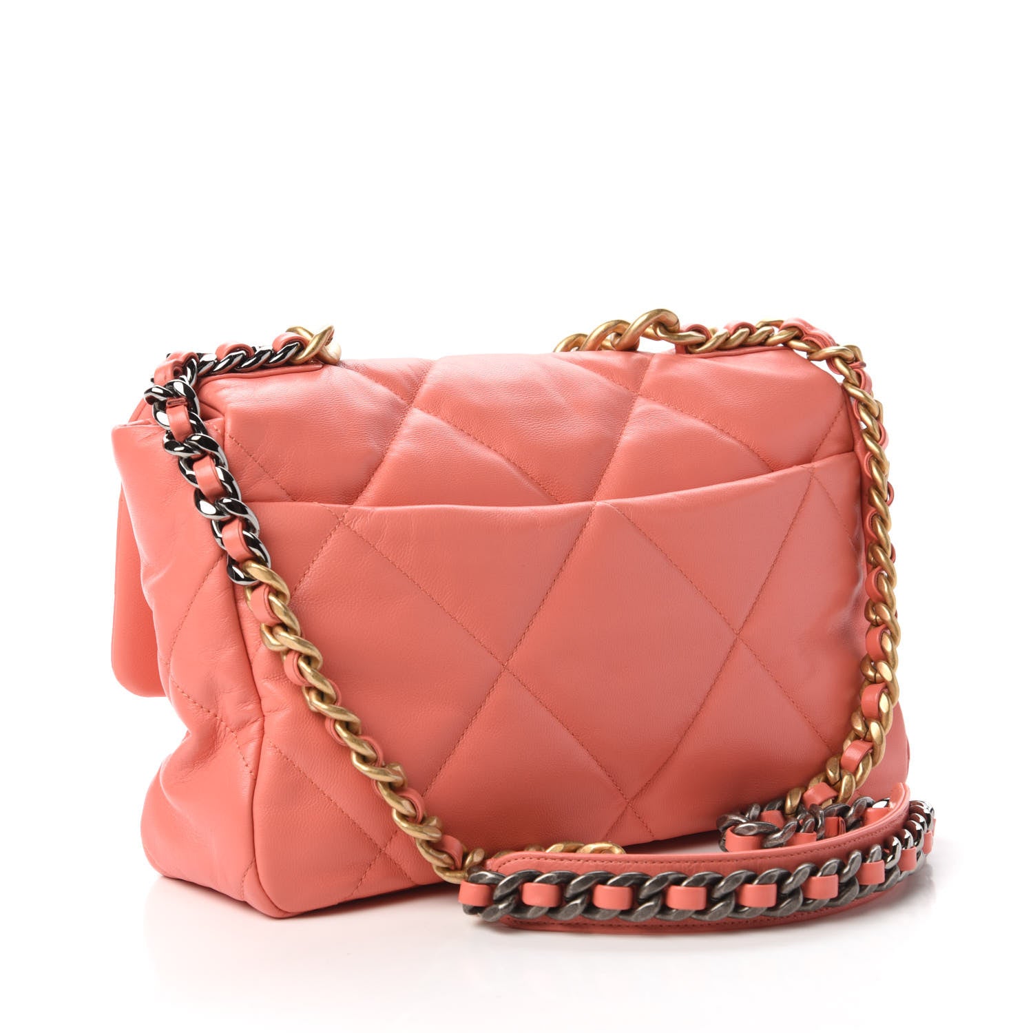 Chanel Goatskin Quilted Large Chanel 19 Flap Coral 3 of 10