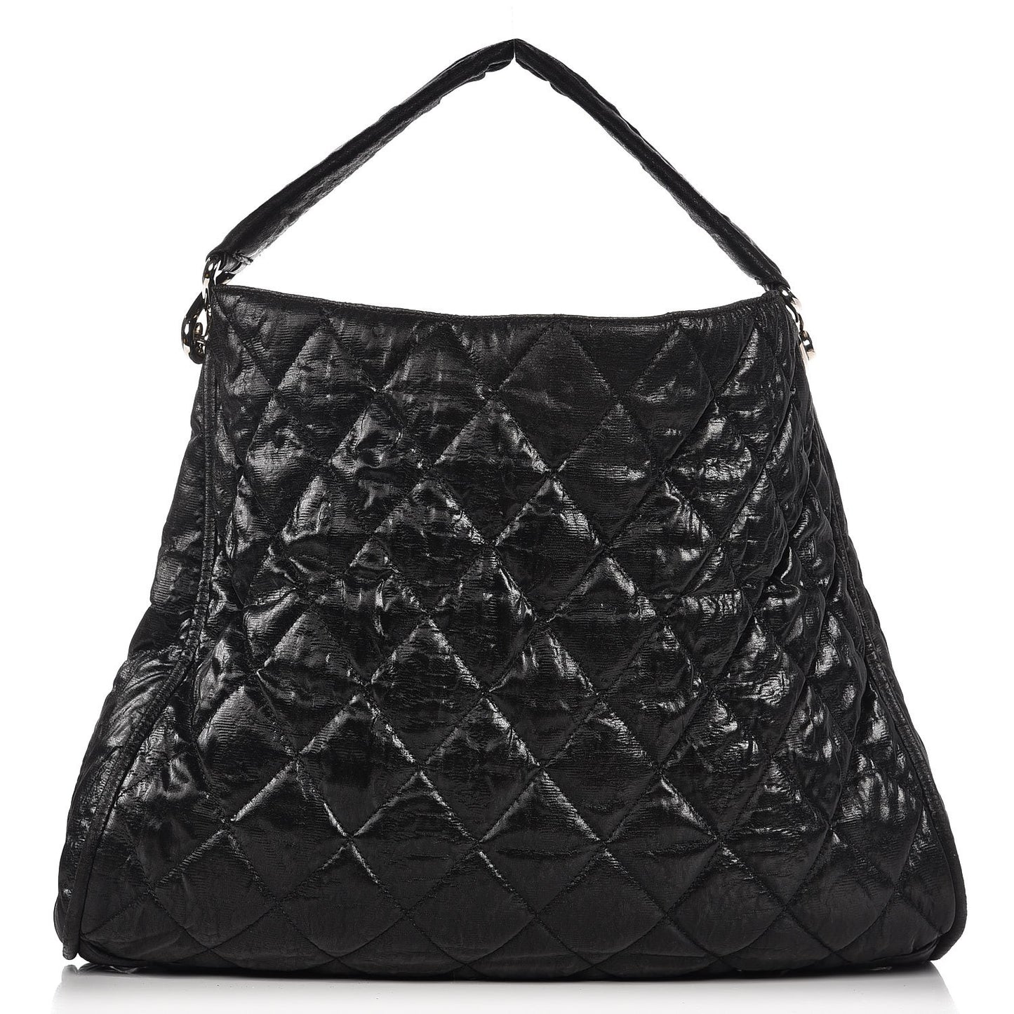 Crinkled Coated Canvas Le Marais Hobo Black