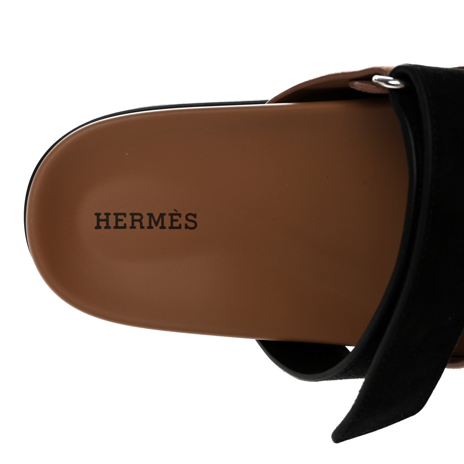 Hermes Suede Goatskin Womens Chypre Sandals 39 Rose Perle Black 8 of 9