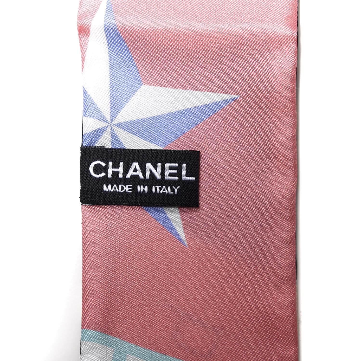 Chanel Silk Twill Slim Bandeau Scarf Pink Black 2 of 3