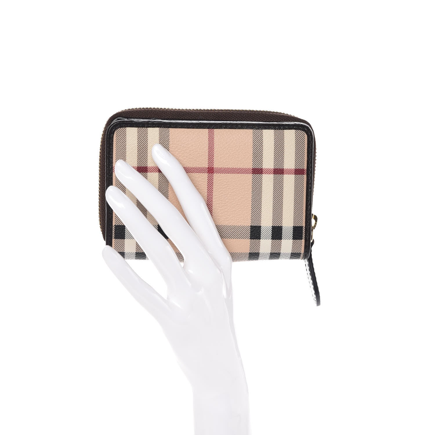 Burberry Haymarket Check Medium Burleigh Zip Wallet Chocolate 2 of 11