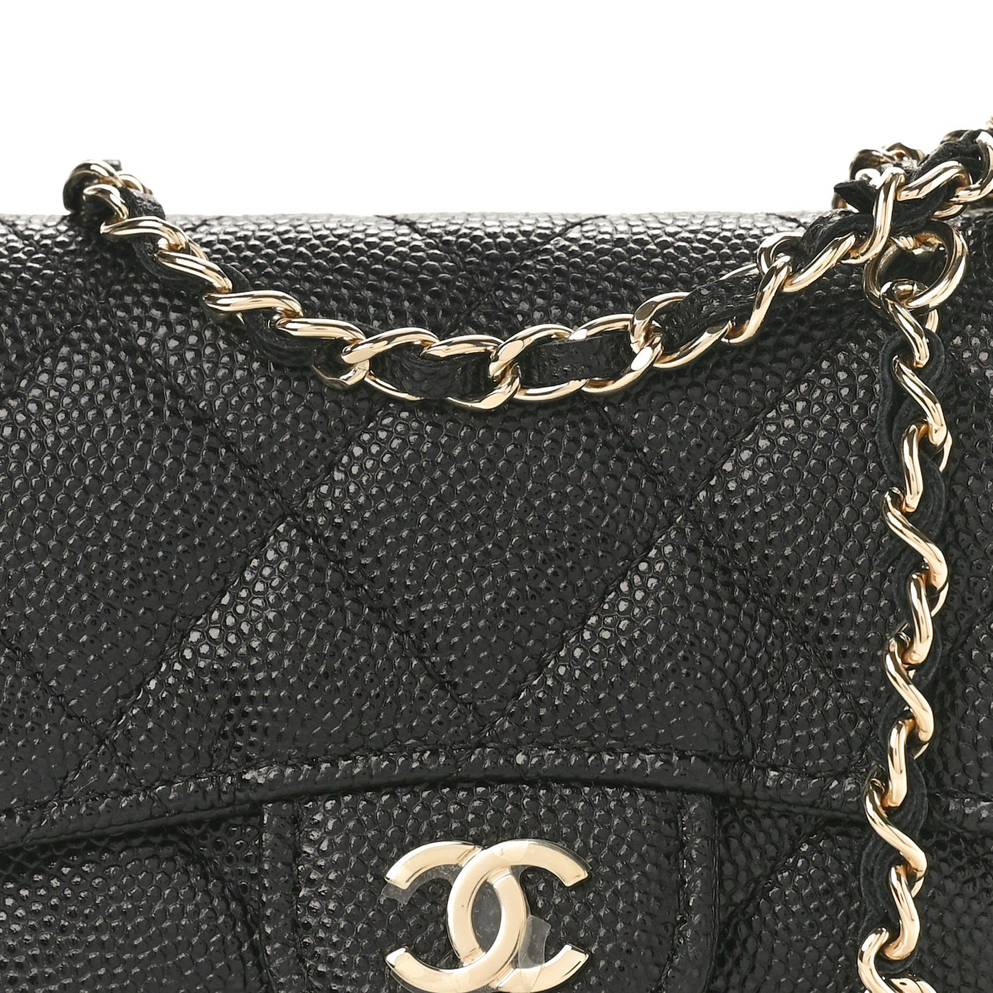 Caviar Quilted Mini Chain Belt Bag Black