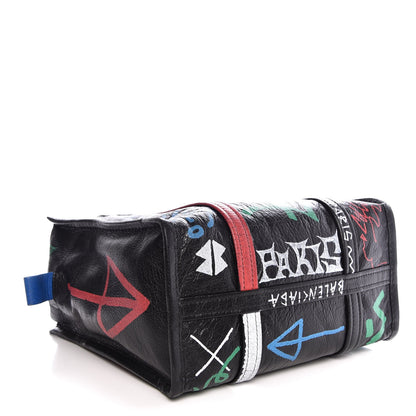 Balenciaga Agneau Arena Graffiti All Over S Bazar Shopper Tote Black Vert Rouge 5 of 8