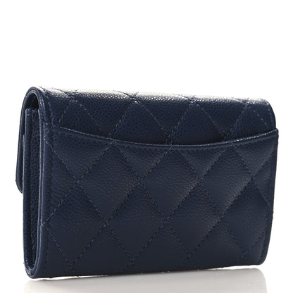 Chanel Caviar Quilted Flap Card Holder Wallet Navy Blue 3 of 9