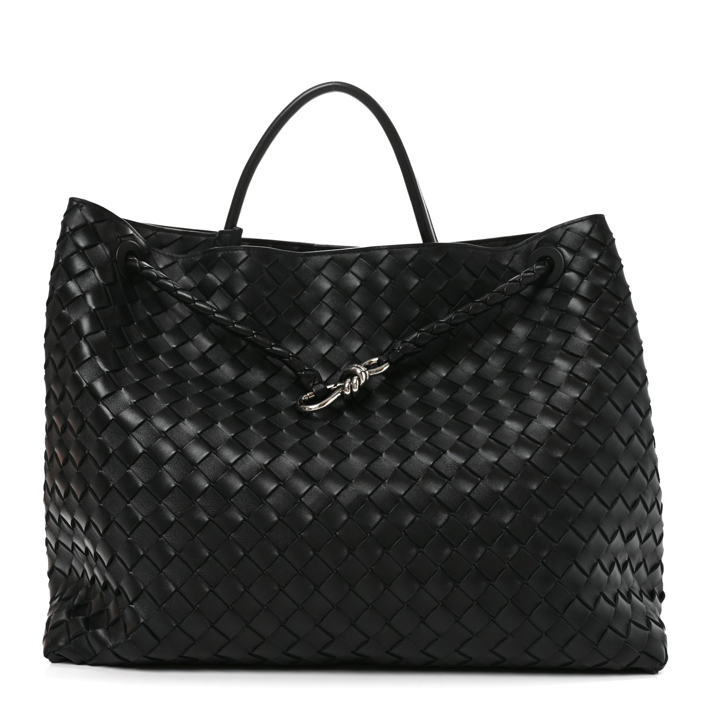 Nappa Intrecciato Large Andiamo Shoulder Bag Black