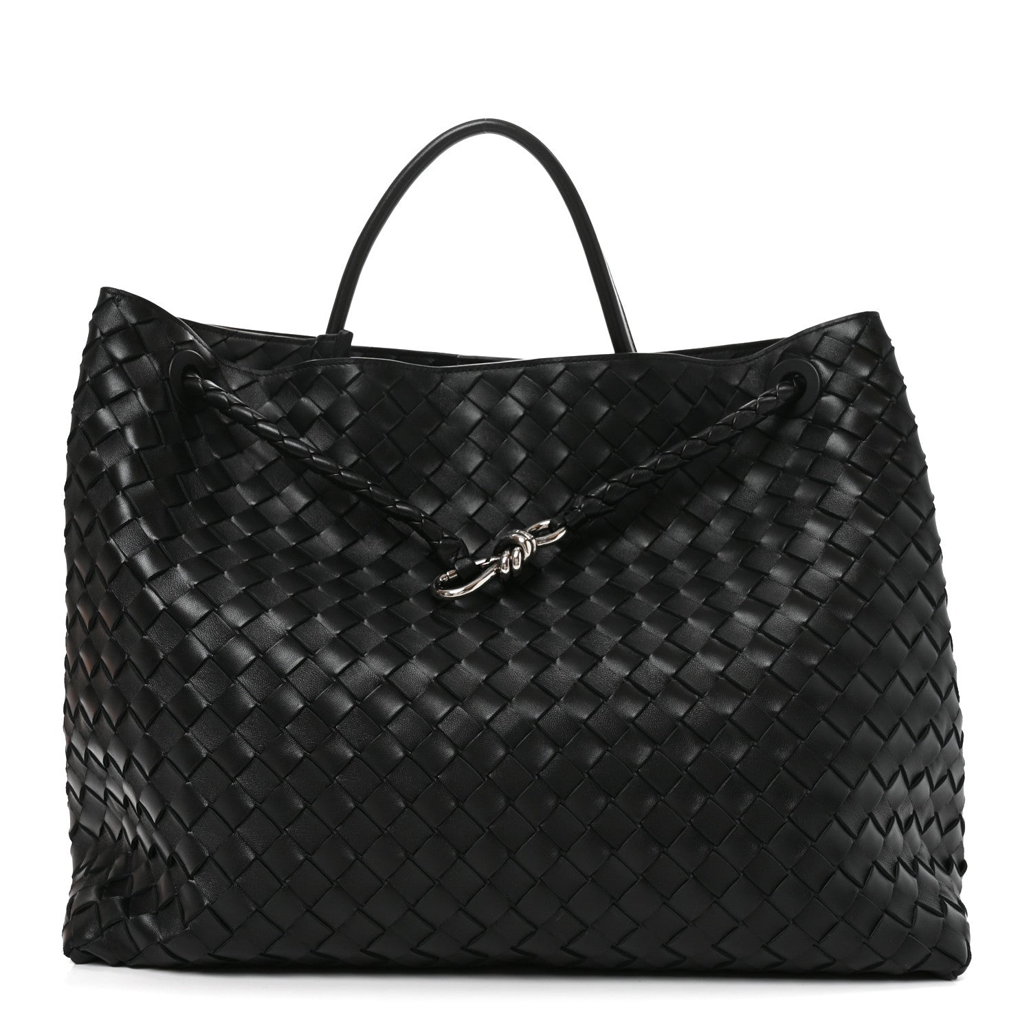 Bottega Veneta Nappa Intrecciato Large Andiamo Shoulder Bag Black 1 of 9