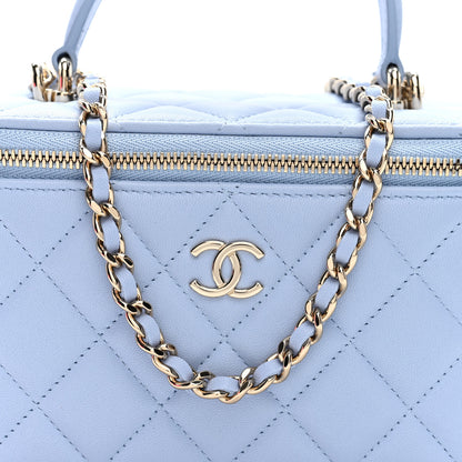 Chanel Lambskin Quilted Small Top Handle Vanity Case With Chain Light Blue 9 of 11