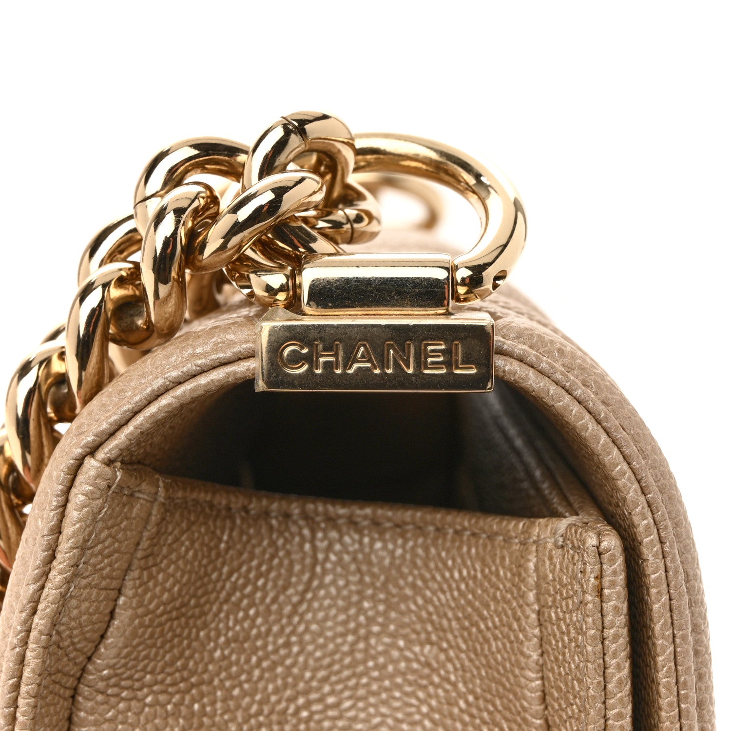 Chanel Iridescent Caviar Chevron Quilted Small Boy Flap Beige 21 of 21