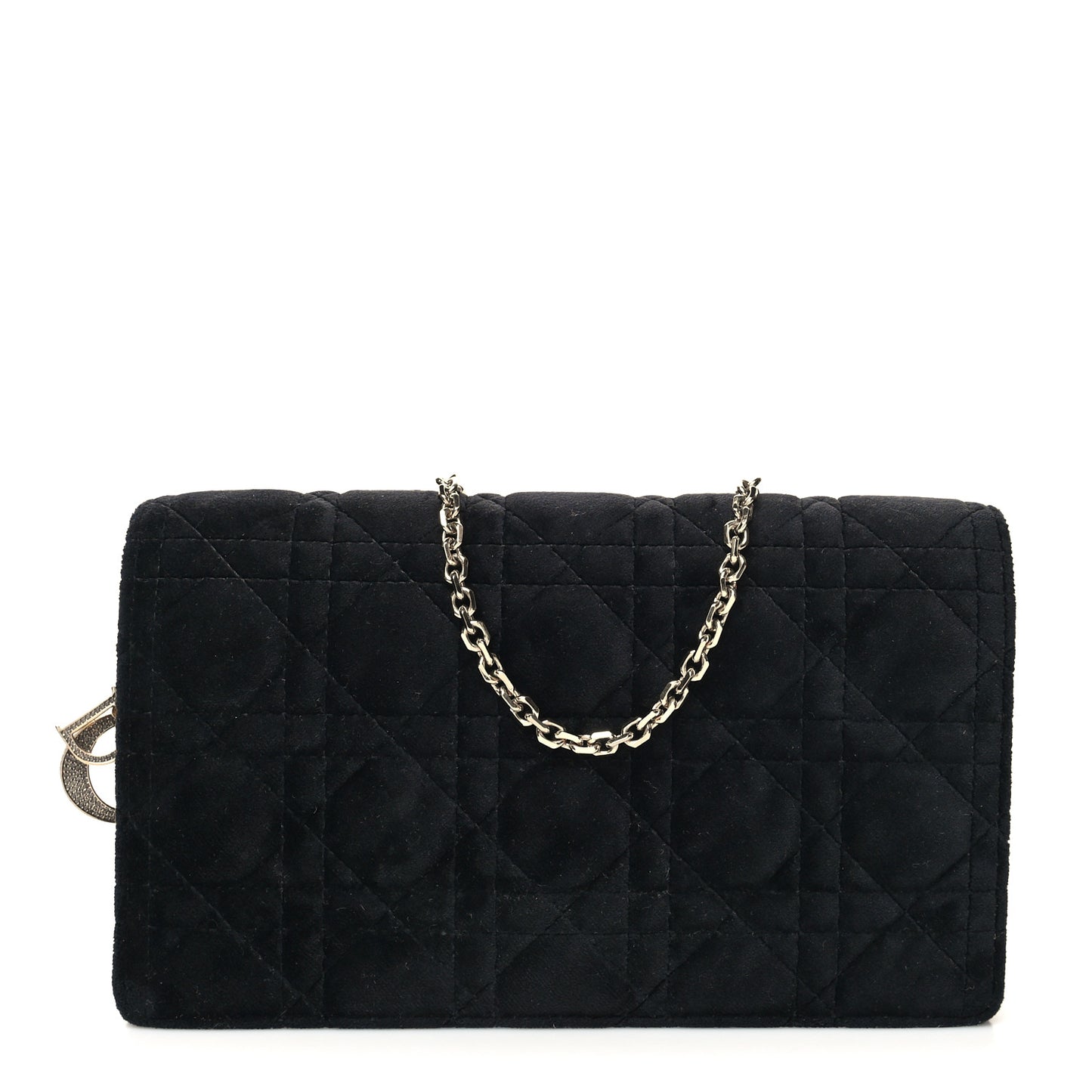 Velvet Cannage Lady Dior Convertible Clutch Black