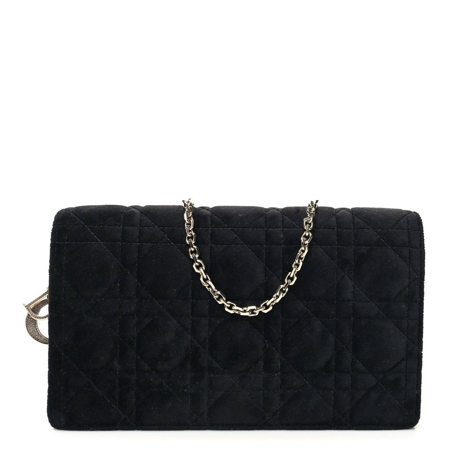 Christian Dior Velvet Cannage Lady Dior Convertible Clutch Black 2 of 11