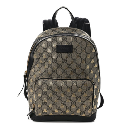 Gucci GG Supreme Monogram Bees Print Small Day Backpack Beige Oro Black 1 of 10