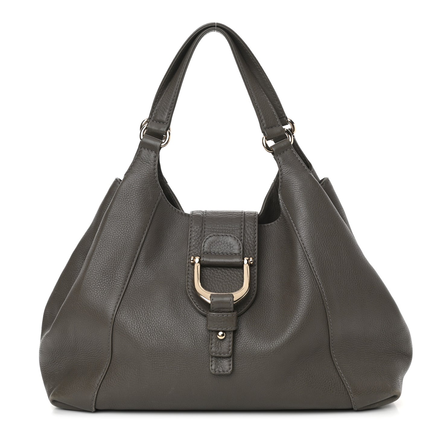 Pebbled Calfskin Medium Greenwich Shoulder Bag Grey