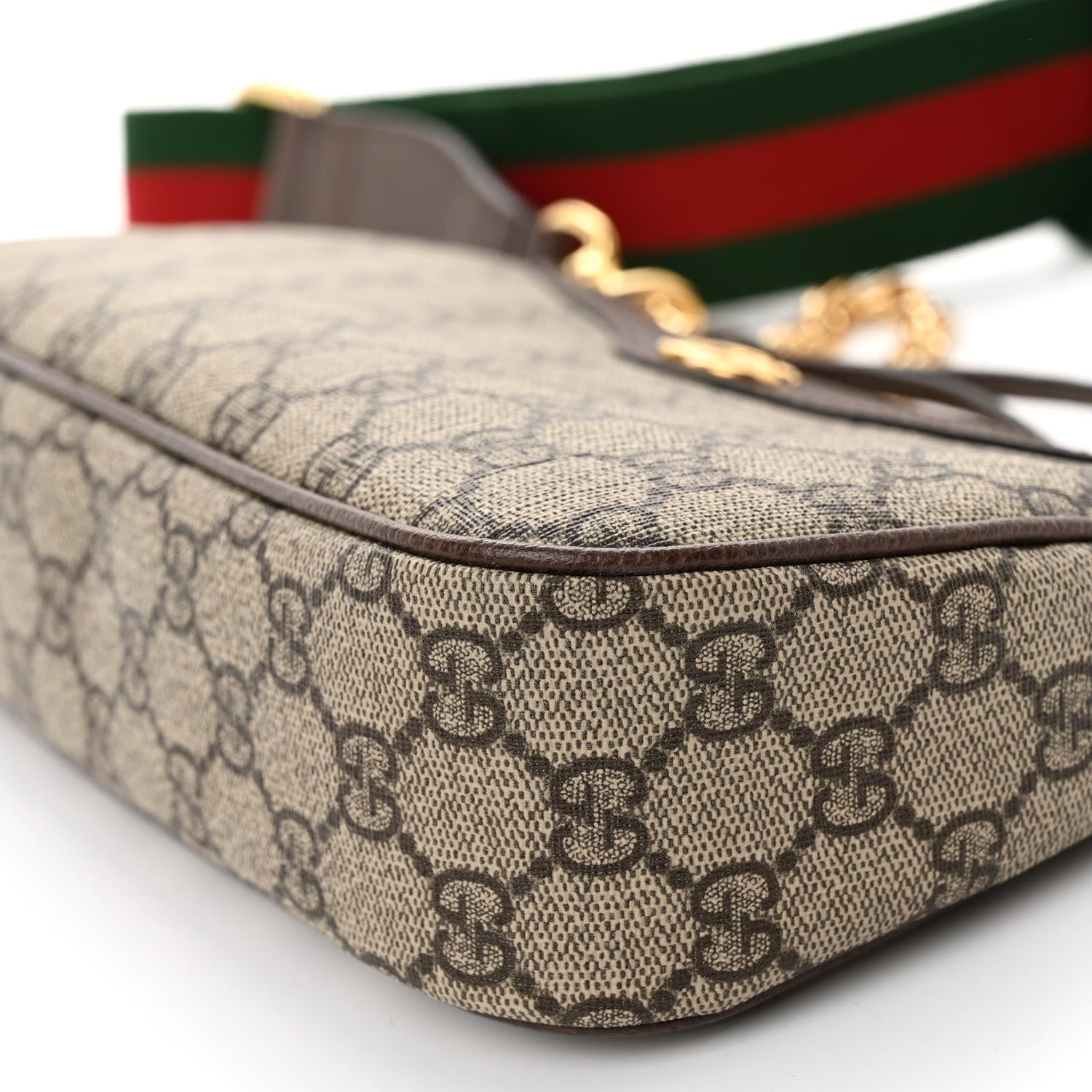 Gucci GG Supreme Monogram Textured Dollar Calfskin Web Small Ophidia GG Handbag Beige Ebony New Acero 9 of 10