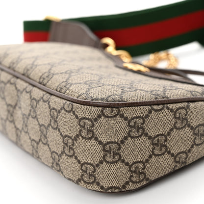 Gucci GG Supreme Monogram Textured Dollar Calfskin Web Small Ophidia GG Handbag Beige Ebony New Acero 9 of 10