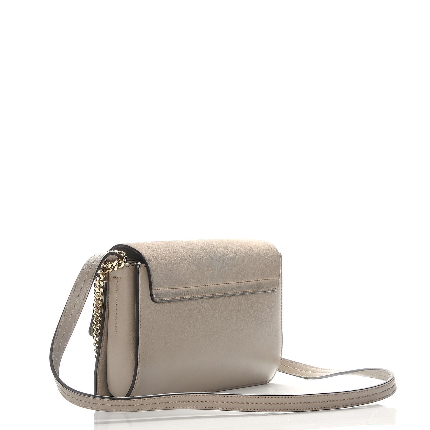 Suede Calfskin Small Faye Shoulder Bag Motty Grey