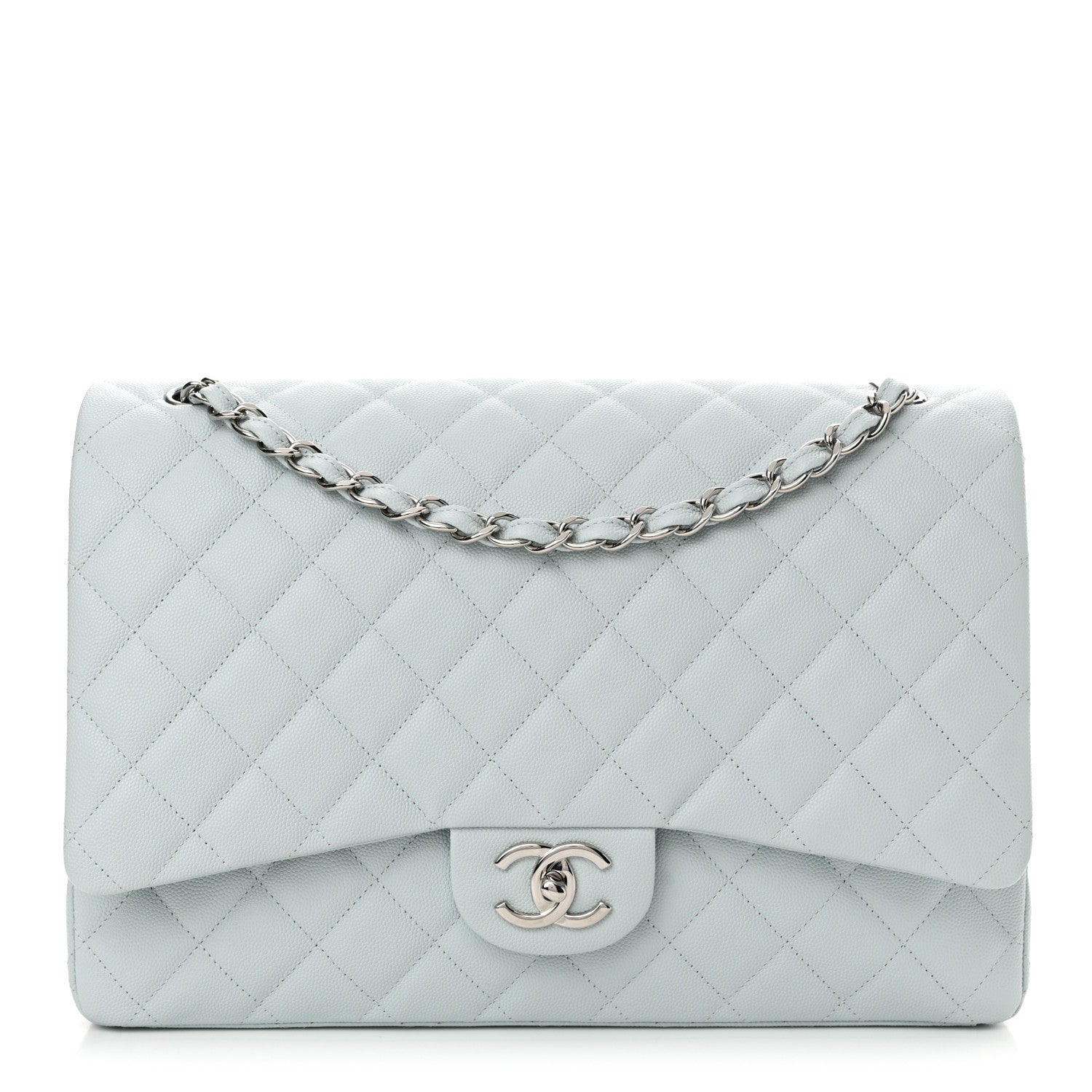 Chanel Caviar Quilted Maxi Double Flap Light Blue 1 of 11