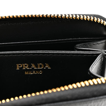 Prada Vitello Move Triangle Logo Zip Coin Purse Black 7 of 8