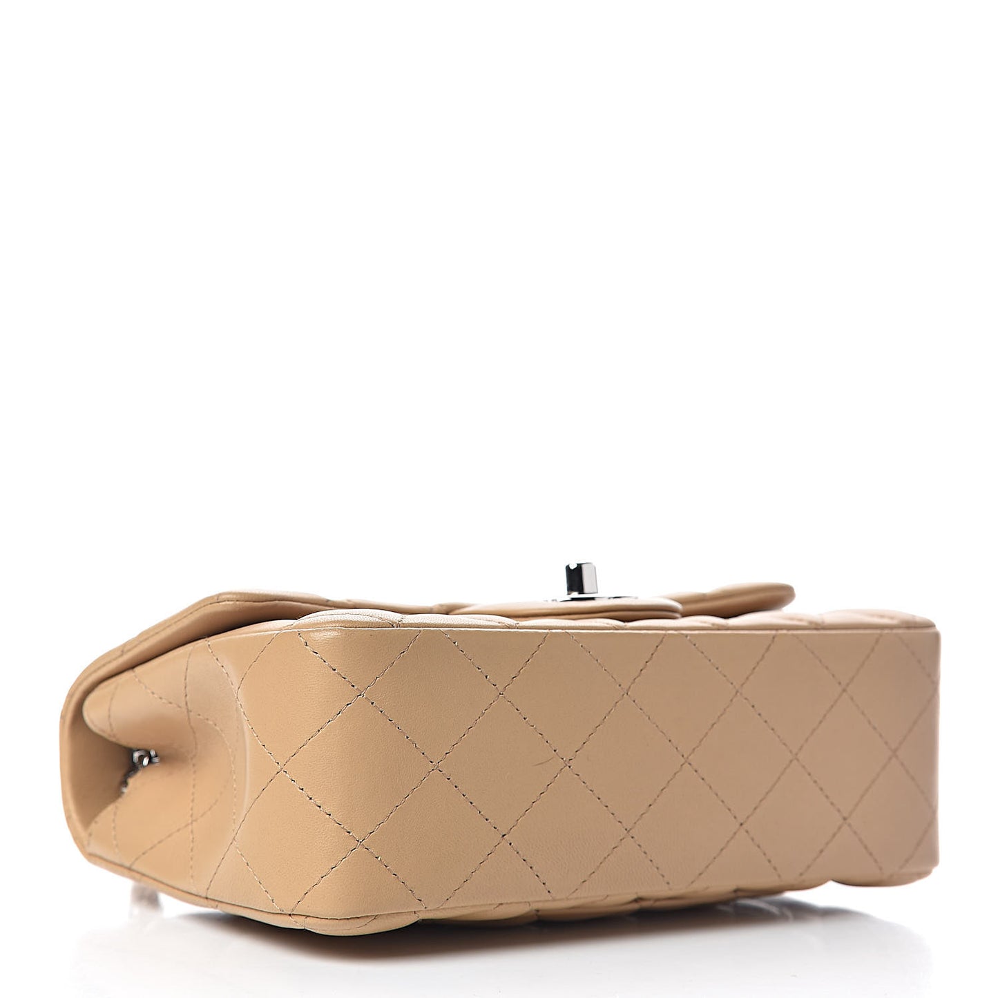 Lambskin Quilted Mini Rectangular Flap Beige