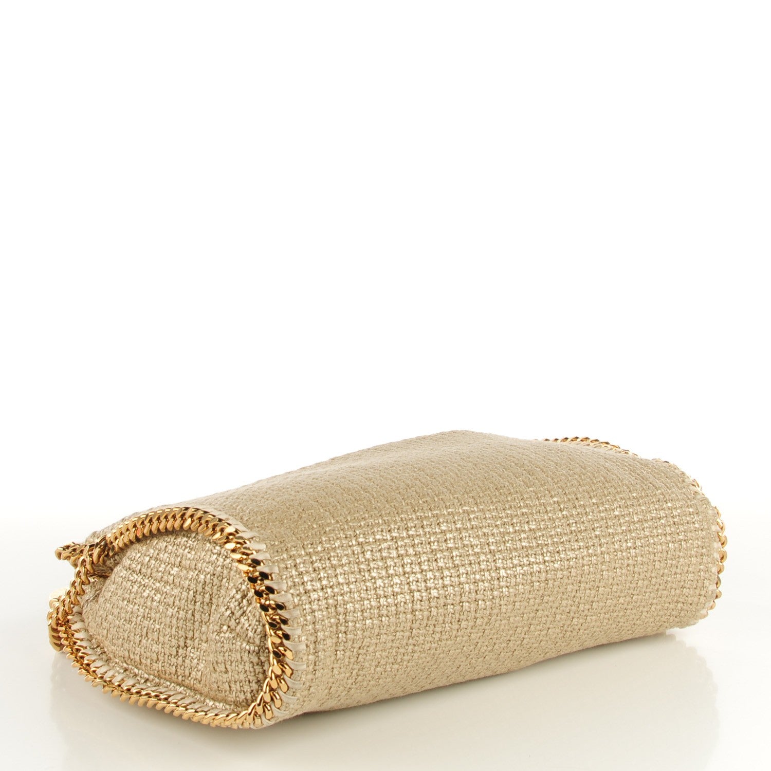 Stella McCartney Metallic Woven Boucle Fold Over Falabella Tote Gold 4 of 9