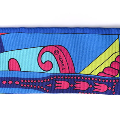 Hermes Silk Balade En Berline Twilly Rouge Fuchsia Turquoise 3 of 4