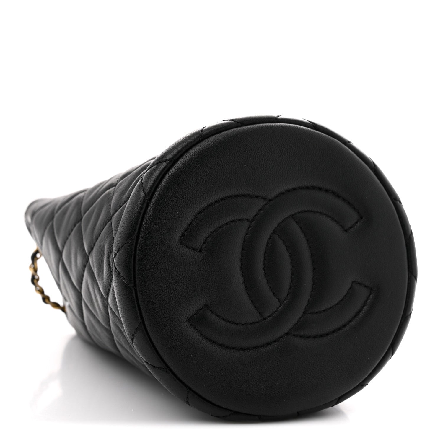 Chanel Lambskin Quilted Small Pearl Crush Bucket Bag Black 4 of 12