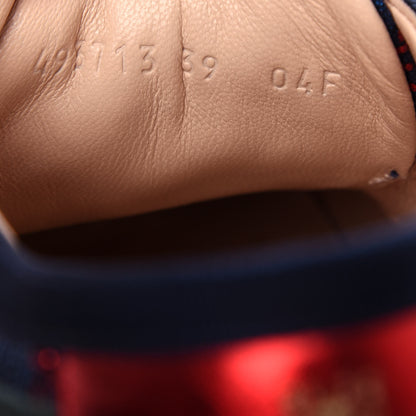 Gucci Lurex Calfskin Web GG Monogram Womens Falacer Sneakers 39 Iridescent Blue Iridescent Red Silver 11 of 12