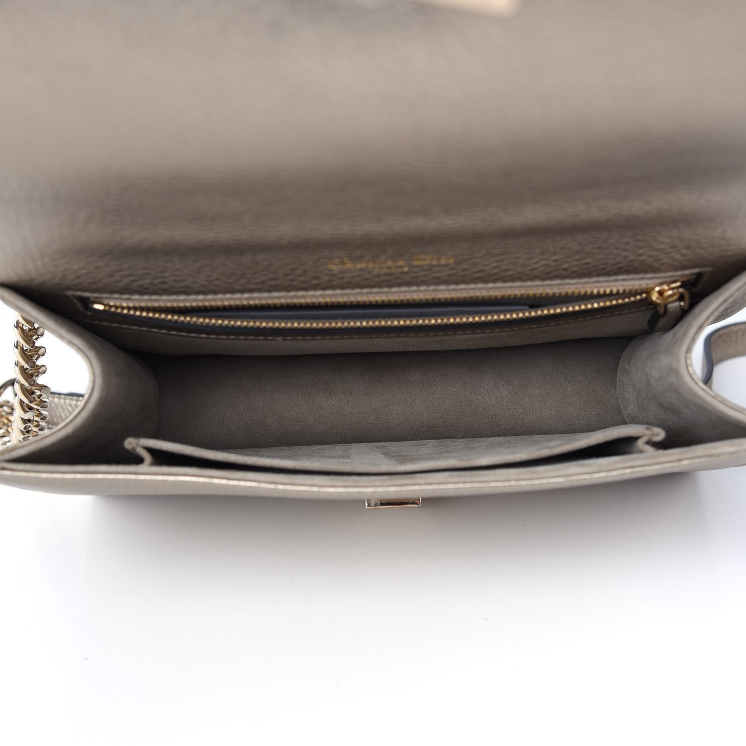 Christian Dior Metallic Grained Calfskin Medium Diorama Flap Bag Pale Gold 5 of 9