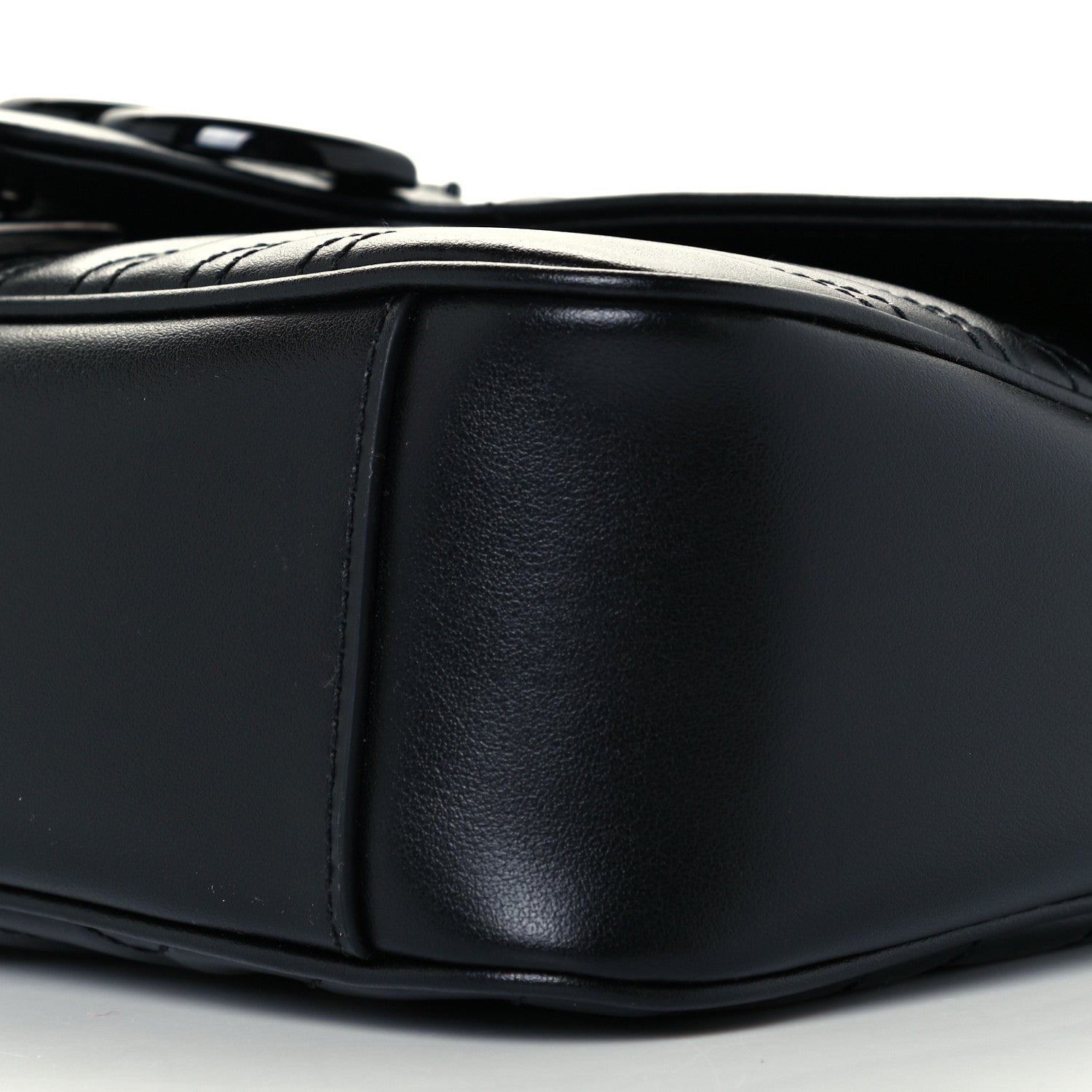 Gucci Calfskin Matelasse Monochrome Small GG Marmont Shoulder Bag Black 6 of 11
