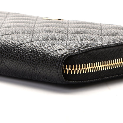 Chanel Caviar Quilted Large Zip Around Organizer Wallet Black 3 of 7