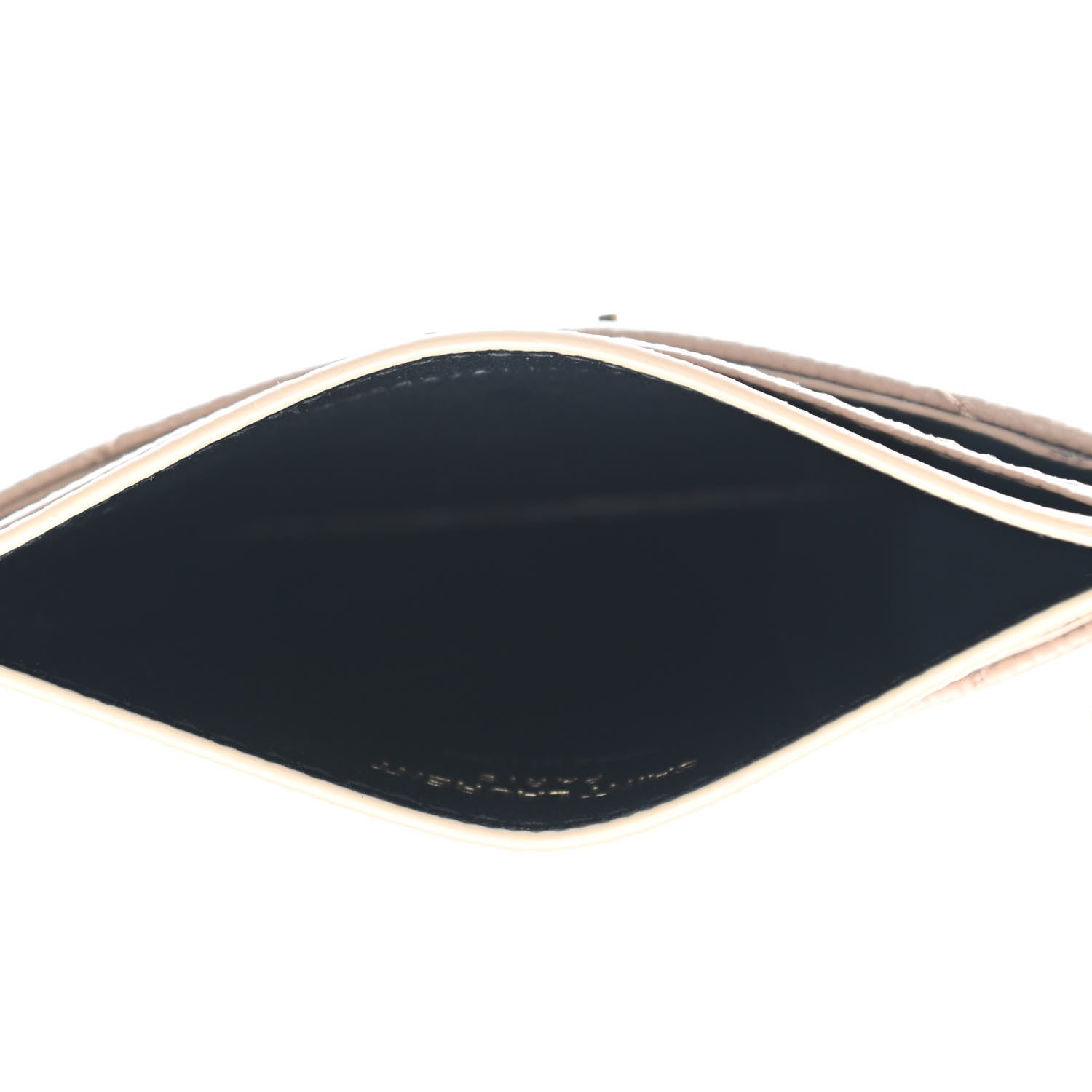 Saint Laurent Grain De Poudre Matelasse Chevron Monogram Credit Card Case Nude Powder 4 of 4