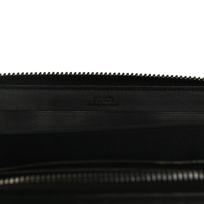 Fendi Vitello Grace FF 1974 Embossed Zip Around Wallet Black 6 of 12