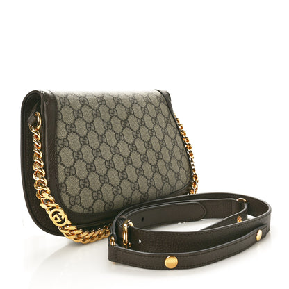 Gucci GG Supreme Monogram Textured Dollar Calfskin Blondie Chain Shoulder Flap Bag Beige Ebony New Acero 3 of 10