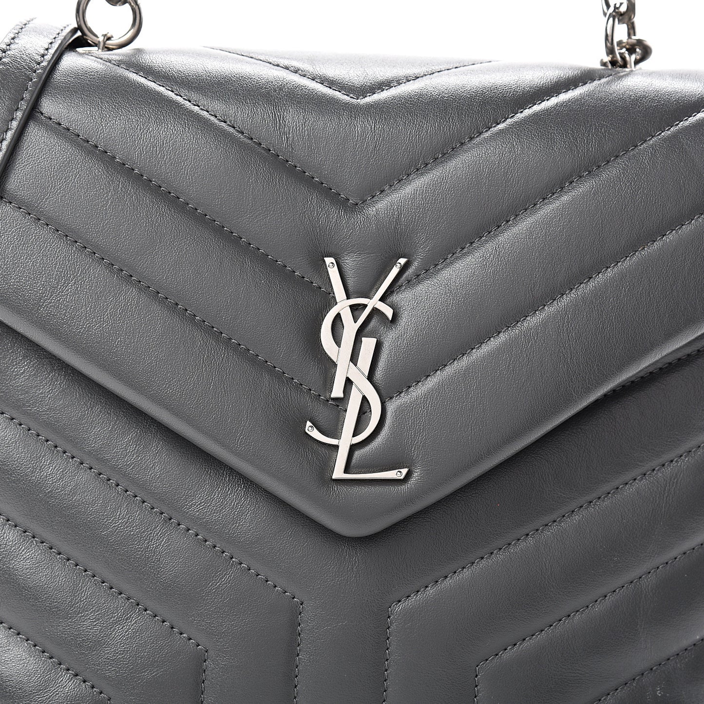 Calfskin Y Quilted Monogram Medium Loulou Satchel Kaki Fonce