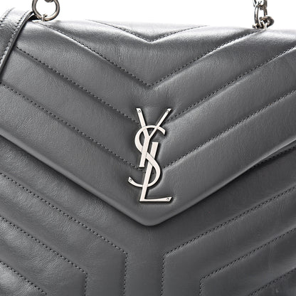 Saint Laurent Calfskin Y Quilted Monogram Medium Loulou Satchel Kaki Fonce 7 of 14