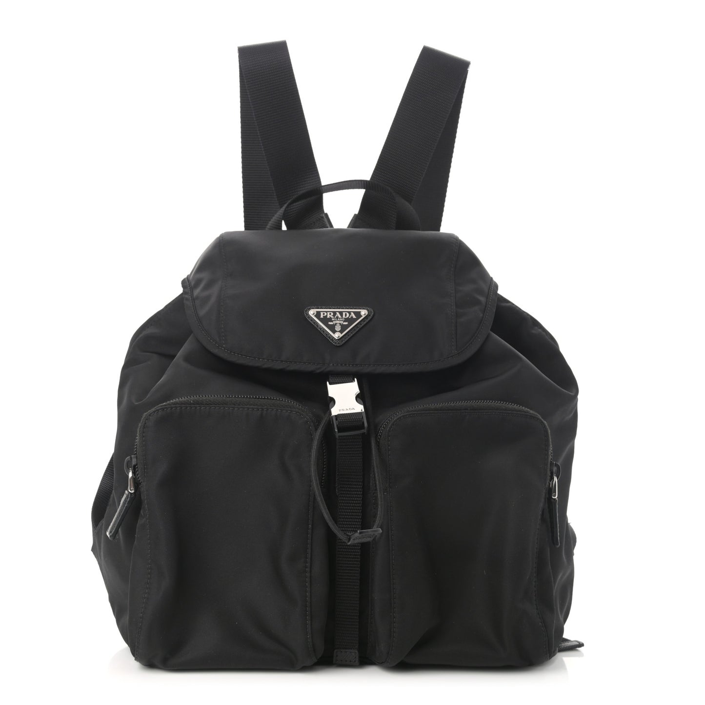 Tessuto Nylon Vela Saffiano Large Backpack Black