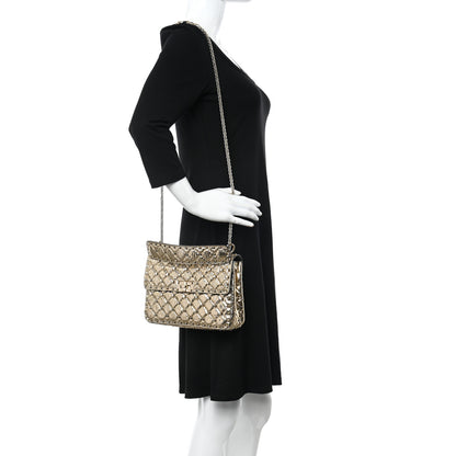 Valentino Garavani Metallic Wrinkled Lambskin Medium Rockstud Spike Shoulder Bag Mekong 2 of 16