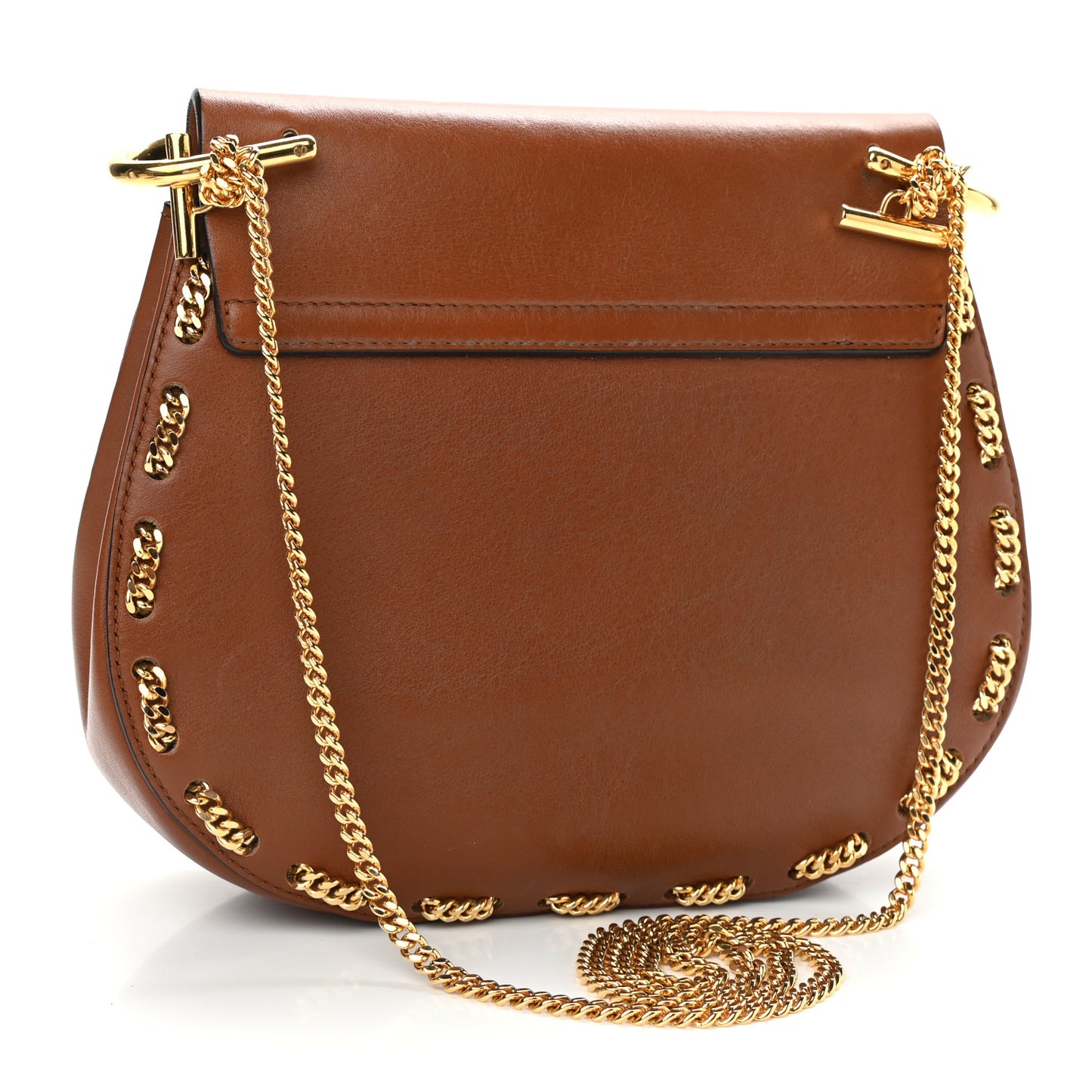 Lambskin Drew Threaded-Chain Shoulder Bag Classic Tobacco